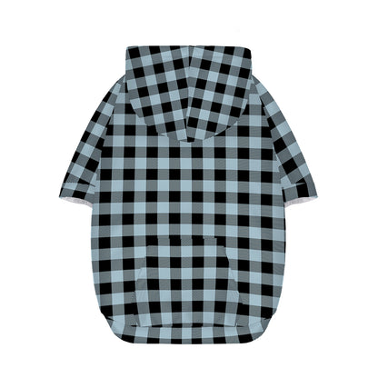 Steel Blue And Black Buffalo Check Print Dog Zip Up Hoodie