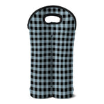 Steel Blue And Black Buffalo Check Print Double Neoprene Wine Tote