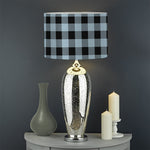 Steel Blue And Black Buffalo Check Print Drum Lamp Shade