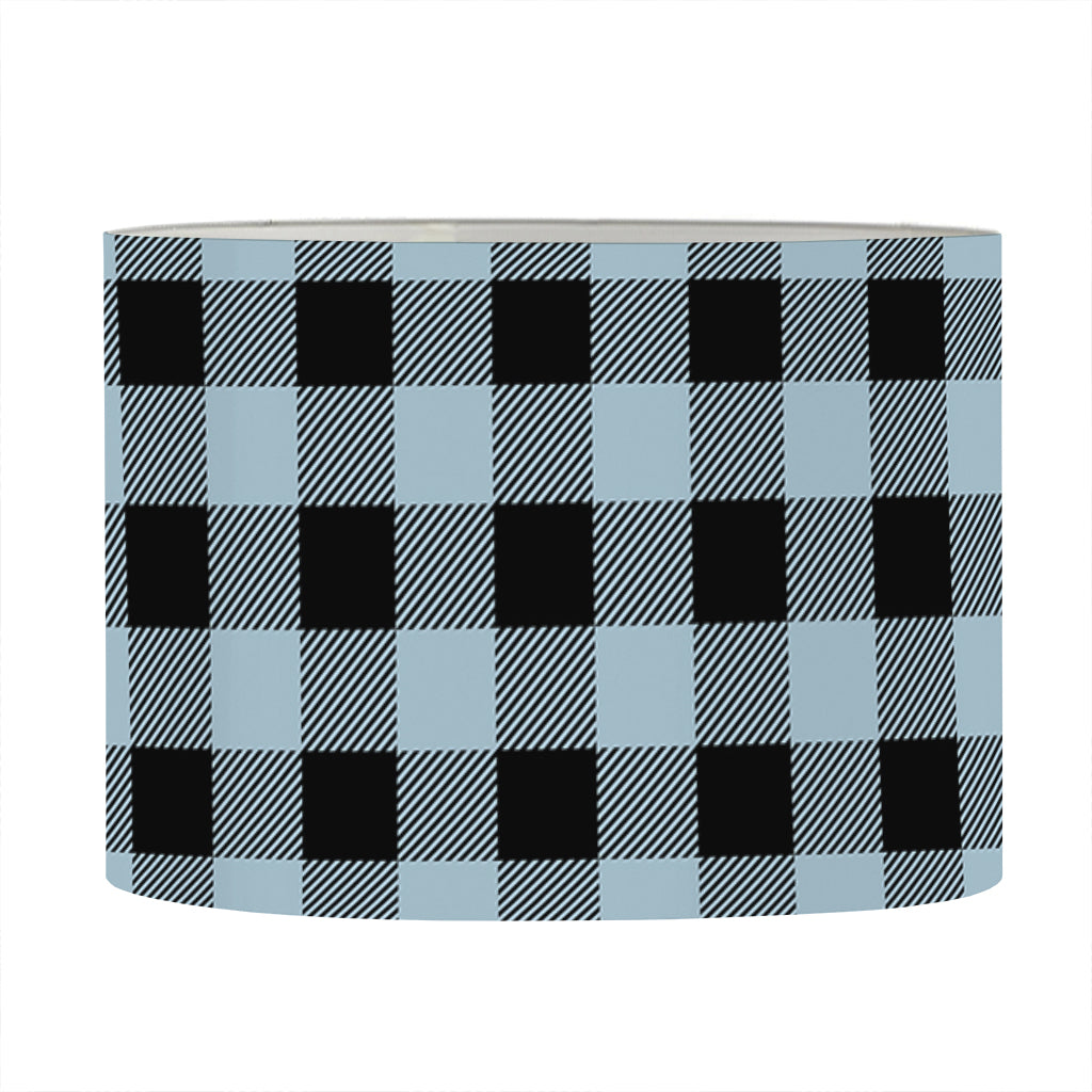 Steel Blue And Black Buffalo Check Print Drum Lamp Shade