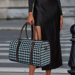 Steel Blue And Black Buffalo Check Print Duffle Bag