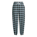 Steel Blue And Black Buffalo Check Print Fleece Lined Knit Pants