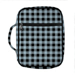 Steel Blue And Black Buffalo Check Print Front Pocket Bible Bag
