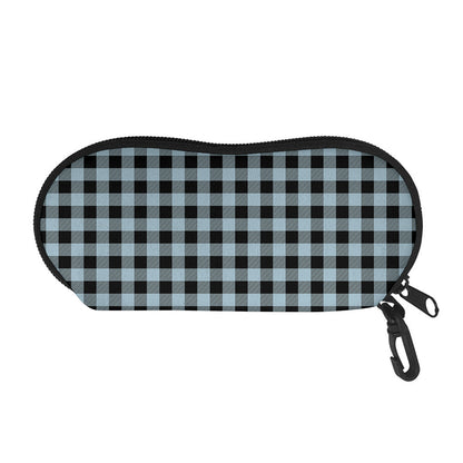 Steel Blue And Black Buffalo Check Print Glasses Case