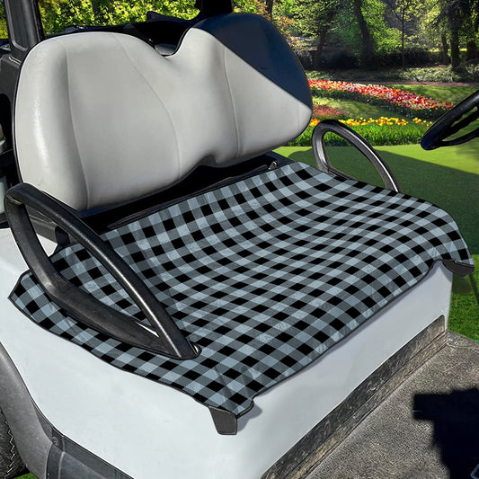 Steel Blue And Black Buffalo Check Print Golf Cart Seat Cover