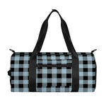 Steel Blue And Black Buffalo Check Print Gym Bag