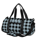 Steel Blue And Black Buffalo Check Print Gym Bag