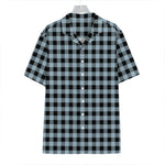 Steel Blue And Black Buffalo Check Print Hawaiian Shirt
