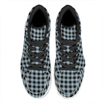 Steel Blue And Black Buffalo Check Print High Top Leather Sneakers