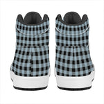Steel Blue And Black Buffalo Check Print High Top Leather Sneakers