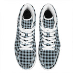 Steel Blue And Black Buffalo Check Print High Top Leather Sneakers