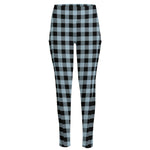 Steel Blue And Black Buffalo Check Print High-Waisted Pocket Leggings