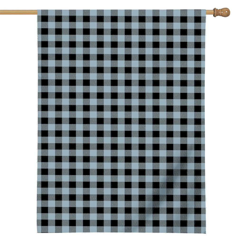 Steel Blue And Black Buffalo Check Print House Flag
