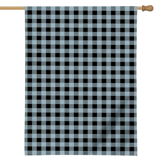 Steel Blue And Black Buffalo Check Print House Flag