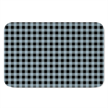 Steel Blue And Black Buffalo Check Print Indoor Door Mat