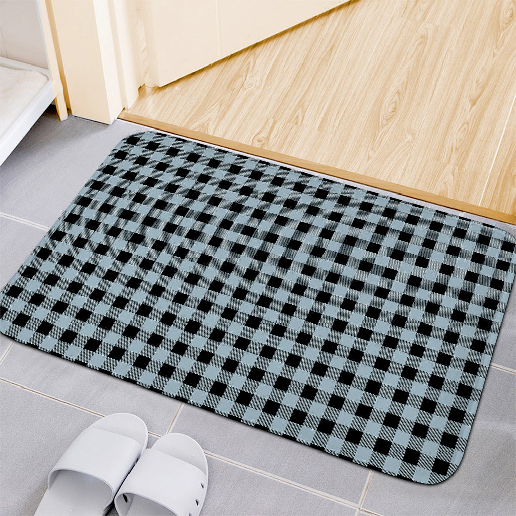 Steel Blue And Black Buffalo Check Print Indoor Door Mat