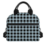Steel Blue And Black Buffalo Check Print Insulated Lunch Bag