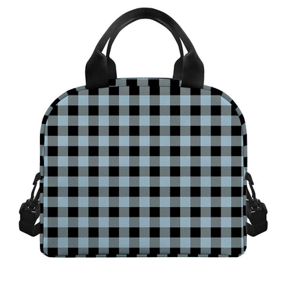 Steel Blue And Black Buffalo Check Print Insulated Lunch Bag
