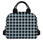 Steel Blue And Black Buffalo Check Print Insulated Lunch Bag