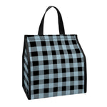 Steel Blue And Black Buffalo Check Print Insulated Lunch Tote