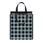 Steel Blue And Black Buffalo Check Print Insulated Lunch Tote