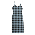 Steel Blue And Black Buffalo Check Print Jersey Midi Cami Dress