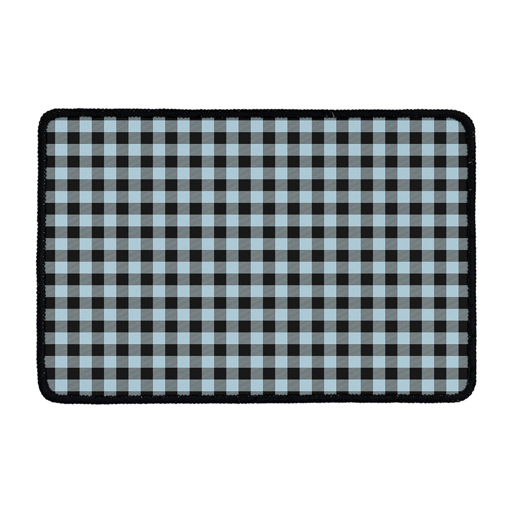 Steel Blue And Black Buffalo Check Print Kitchen Mat