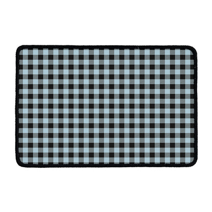 Steel Blue And Black Buffalo Check Print Kitchen Mat