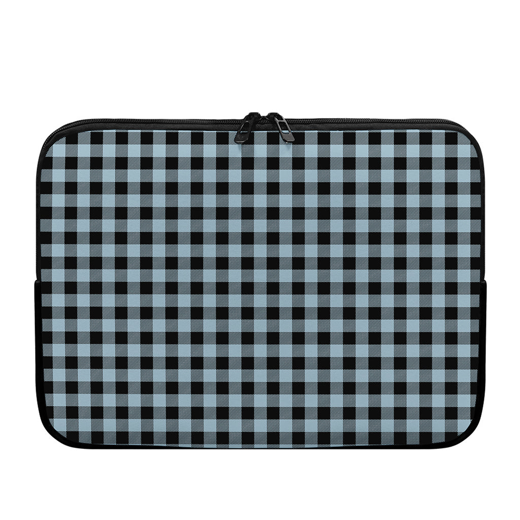 Steel Blue And Black Buffalo Check Print Laptop Sleeve