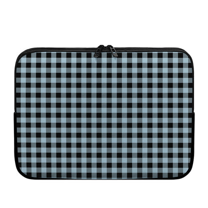 Steel Blue And Black Buffalo Check Print Laptop Sleeve