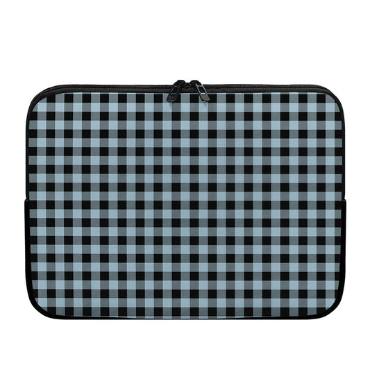 Steel Blue And Black Buffalo Check Print Laptop Sleeve