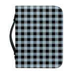 Steel Blue And Black Buffalo Check Print Leather Bible Cover
