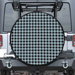 Steel Blue And Black Buffalo Check Print Leather Spare Tire Cover