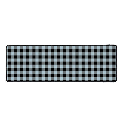 Steel Blue And Black Buffalo Check Print Long Kitchen Mat