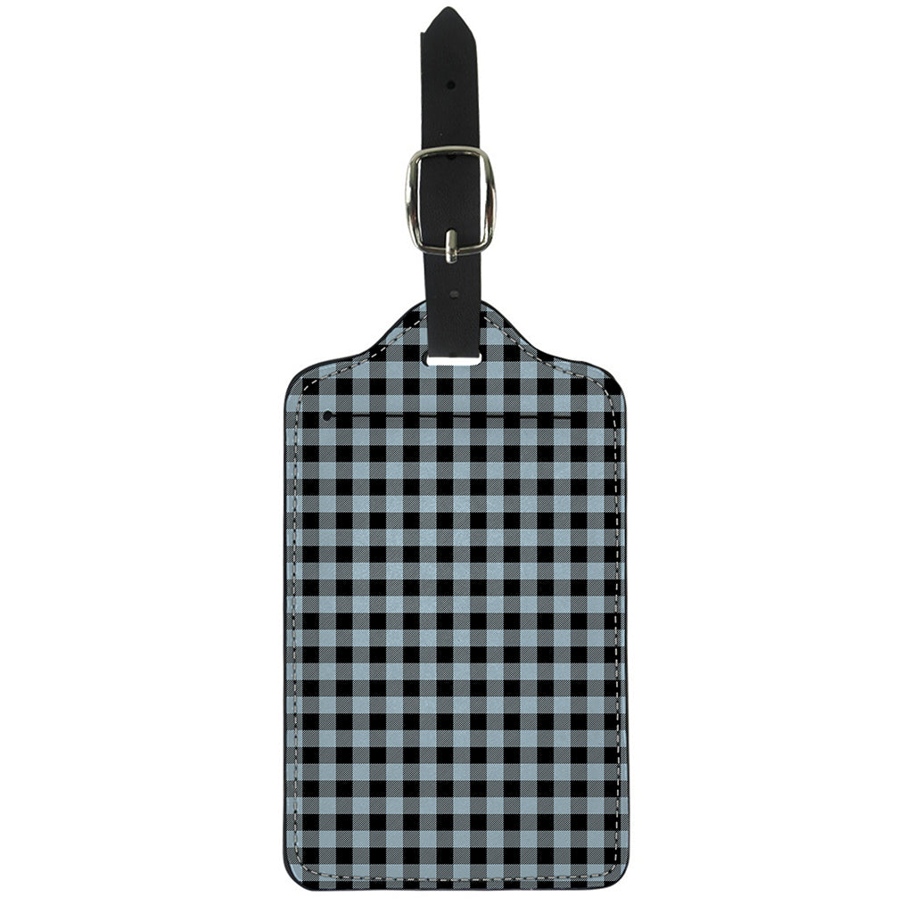 Steel Blue And Black Buffalo Check Print Luggage Tag