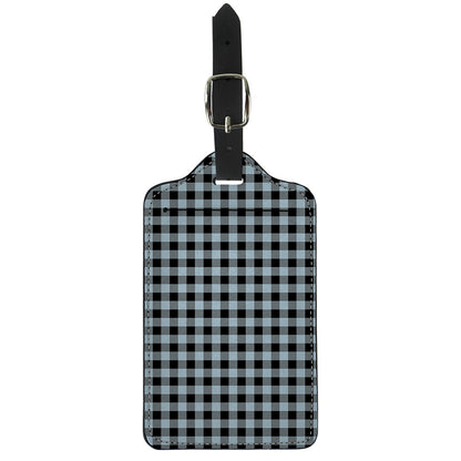 Steel Blue And Black Buffalo Check Print Luggage Tag