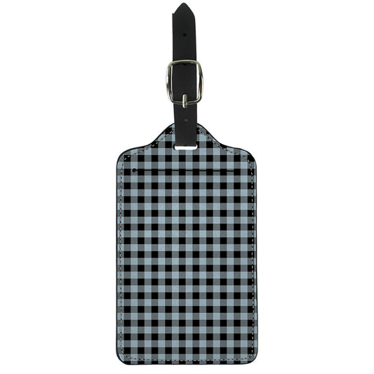 Steel Blue And Black Buffalo Check Print Luggage Tag