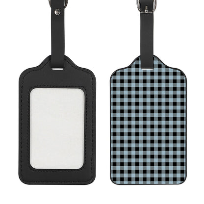 Steel Blue And Black Buffalo Check Print Luggage Tag