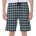 Steel Blue And Black Buffalo Check Print Men's Beach Shorts
