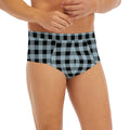 Steel Blue And Black Buffalo Check Print Men's Briefs