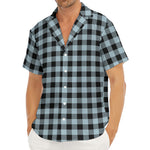Steel Blue And Black Buffalo Check Print Men's Deep V-Neck Shirt