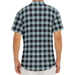 Steel Blue And Black Buffalo Check Print Men's Deep V-Neck Shirt