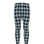 Steel Blue And Black Buffalo Check Print Men's leggings