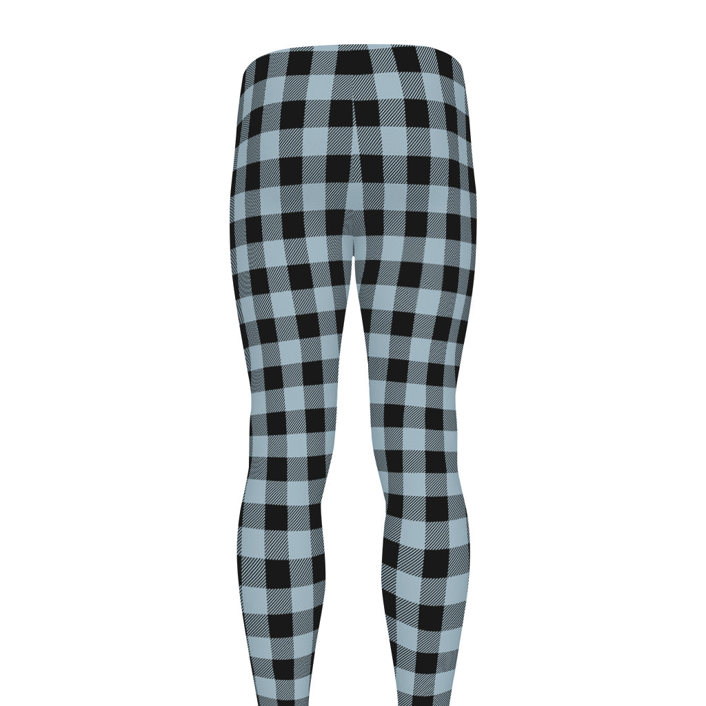 Steel Blue And Black Buffalo Check Print Men's leggings