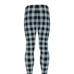 Steel Blue And Black Buffalo Check Print Men's leggings