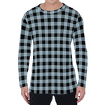 Steel Blue And Black Buffalo Check Print Men's Long Sleeve T-Shirt