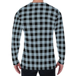 Steel Blue And Black Buffalo Check Print Men's Long Sleeve T-Shirt