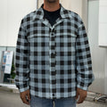 Steel Blue And Black Buffalo Check Print Men's Shirt Jacket