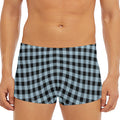 Steel Blue And Black Buffalo Check Print Men's Short Boxer Briefs