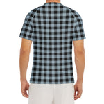 Steel Blue And Black Buffalo Check Print Men's Short Sleeve Rash Guard